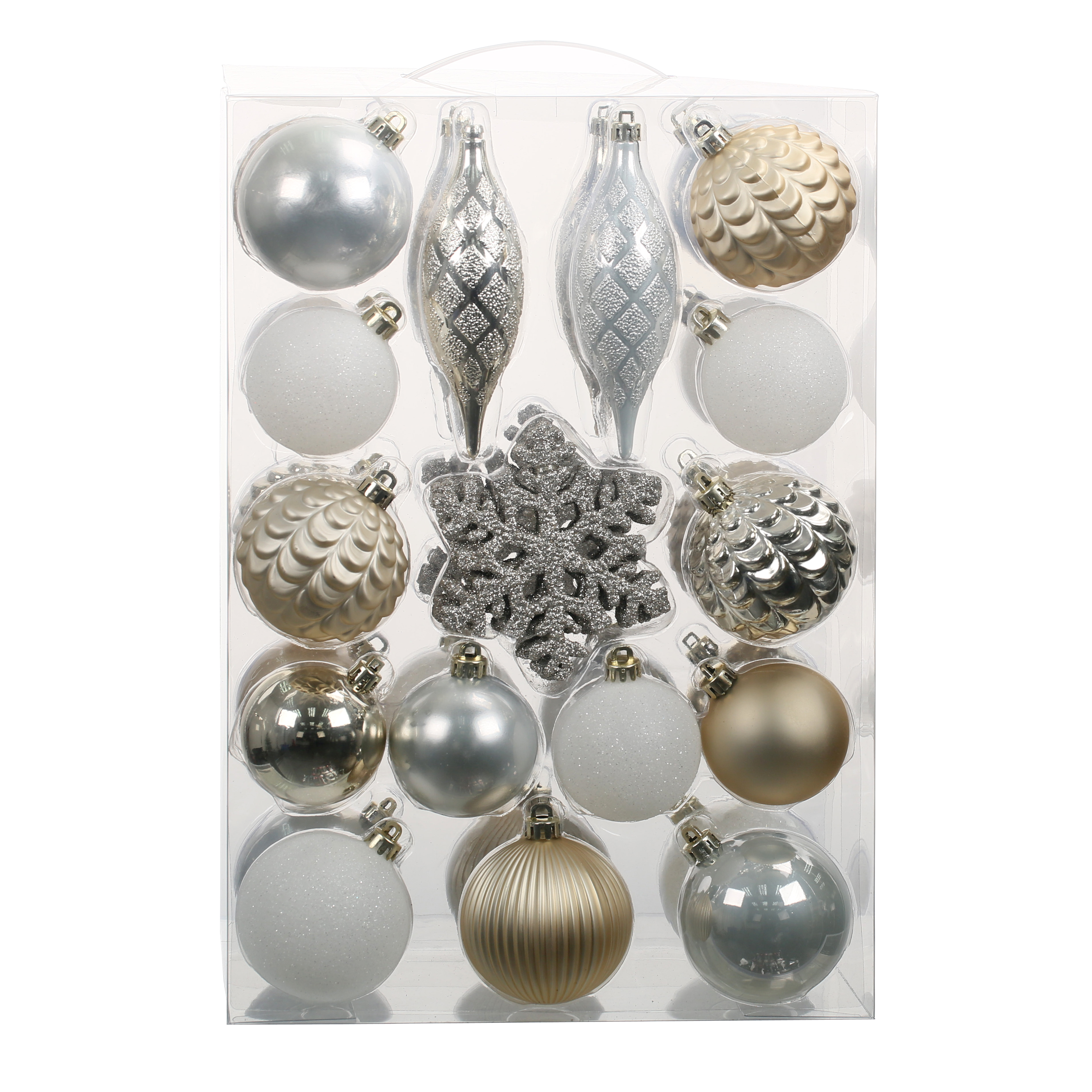 40 Pack Champagne Mixed Shatterproof Ornaments by Ashland - Christmas and Holiday Home Decor