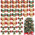 thumbnail image 1 of 40 Pack Christmas Bow with Bells,Christmas Tree Bows ,Mini Christmas Bows,Christmas Bows for Presents  Ornament Christmas Tree Hanging Decor (4 Styles), 1 of 9