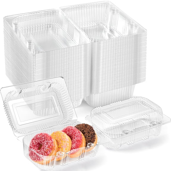 40 Pack Clear Hinged Plastic Containers Sturdy To Go Clamshell Food With Lids Disposable Take Out Boxes For Desserts Cake Slices Sandwich Salad Cookies (7.2 * 4.7 *3 Inches)