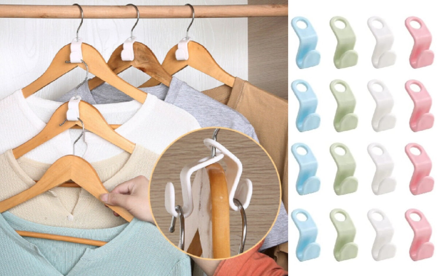 Dropship 18pcs Clothes Hangers Connector Hooks, Space Triangles Hanger Hooks,  Space Saving Closet Organizers And Hanger