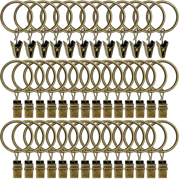 40 Pack Curtain Rings with Clips, Curtain Clip Rings Hooks, Bow Hanger Clips for Hanging Drapery Drapes Bows, Ring 1.26 inch Interior Diameter, Fits up to 1\