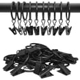 thumbnail image 1 of 40 Pack Curtain Rings with Clips, Drapery Clips with Rings, Drapes Rings 1.26 in Interior Diameter, Fits up to 1 in Curtain Rod, Black, 1 of 7