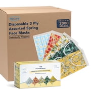 40 Pack Disposable Face Masks 3-Ply Individually Wrapped , 50ct - Assorted Spring