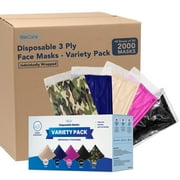 40 Pack Disposable Face Masks 3-Ply Individually Wrapped , 50ct - Combo Pack