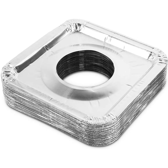 Gas Burner Covers Disposable Aluminum Foil Square Stove Burner Liners,8.5 Inch Gas Range Stove Top Protector (40 Pack)