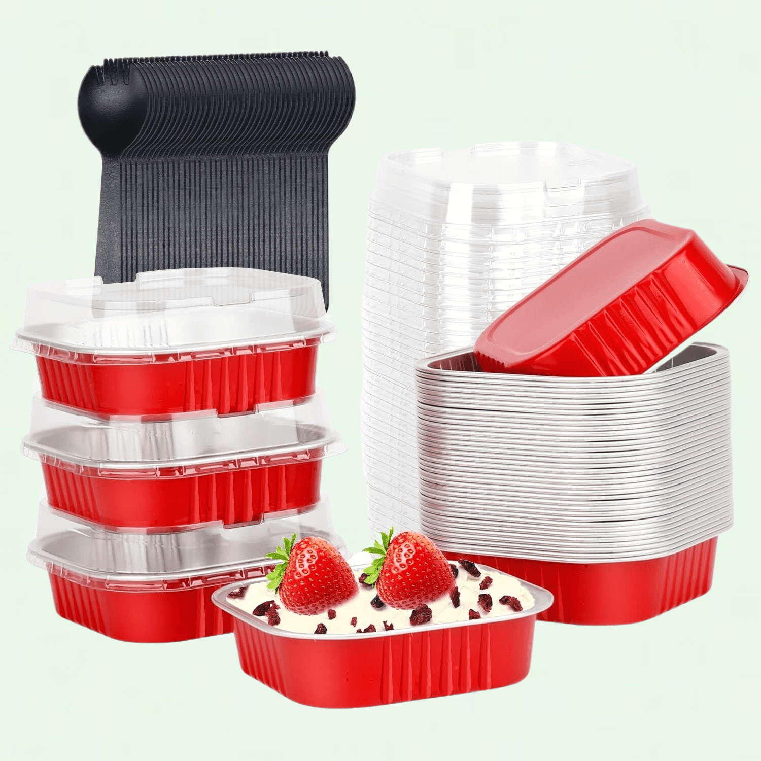 40 Pack Disposable Muffin Tin, 7.5oz Aluminum Foil Pie Pans with Lids