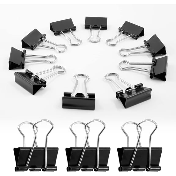 40 Pack Extra Small Micro Clips 5/8 Inch Black Metal Office Paper Clamps Supplies