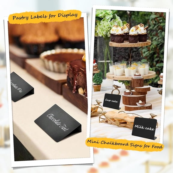 40 Pack Food Labels for Party Buffet - 4"x3" Mini Chalkboard Signs - Food Signs for Buffet - Catering Supplies Buffet Display for Food Display, Pastry Tags, Price Tags, Name Tags