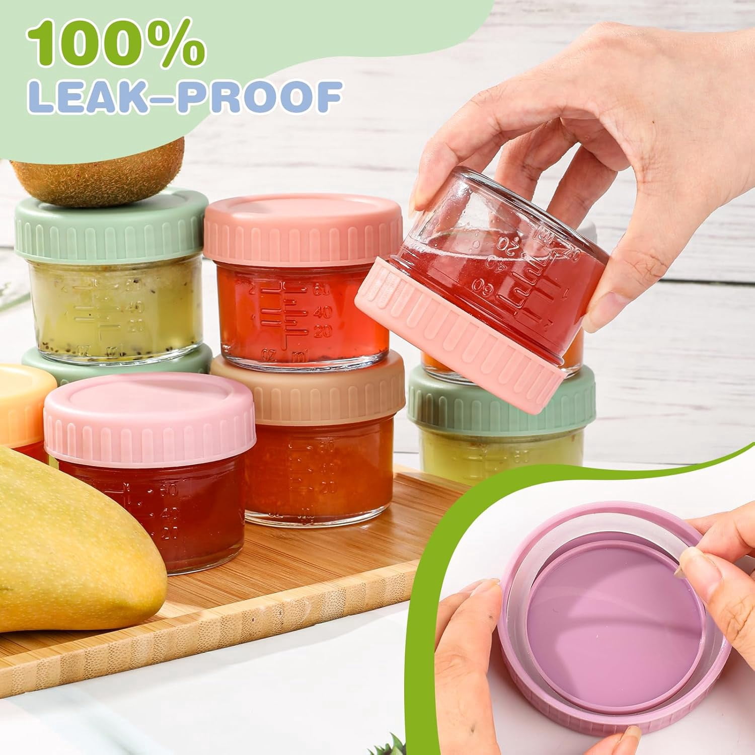 Small Baby Containers 40 Pack Glass Baby Food Storage Containers, 4 oz Leakproof Baby Food ...
