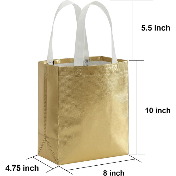 40 Pack Gold Reusable Gift Bags 10x8 Inch for Weddings, Parties, Shopping