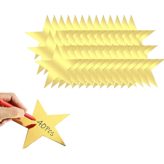 40-Pack Gold Star Cutouts, 6" Double-Sided Specialty Paper Stars for Classroom Bulletin Boards, Party Decorations, Wall Display & DIY Crafts Gold (15.2 cm)