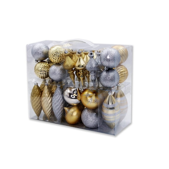 40 Pack Gold and Silver Assorted Ornaments