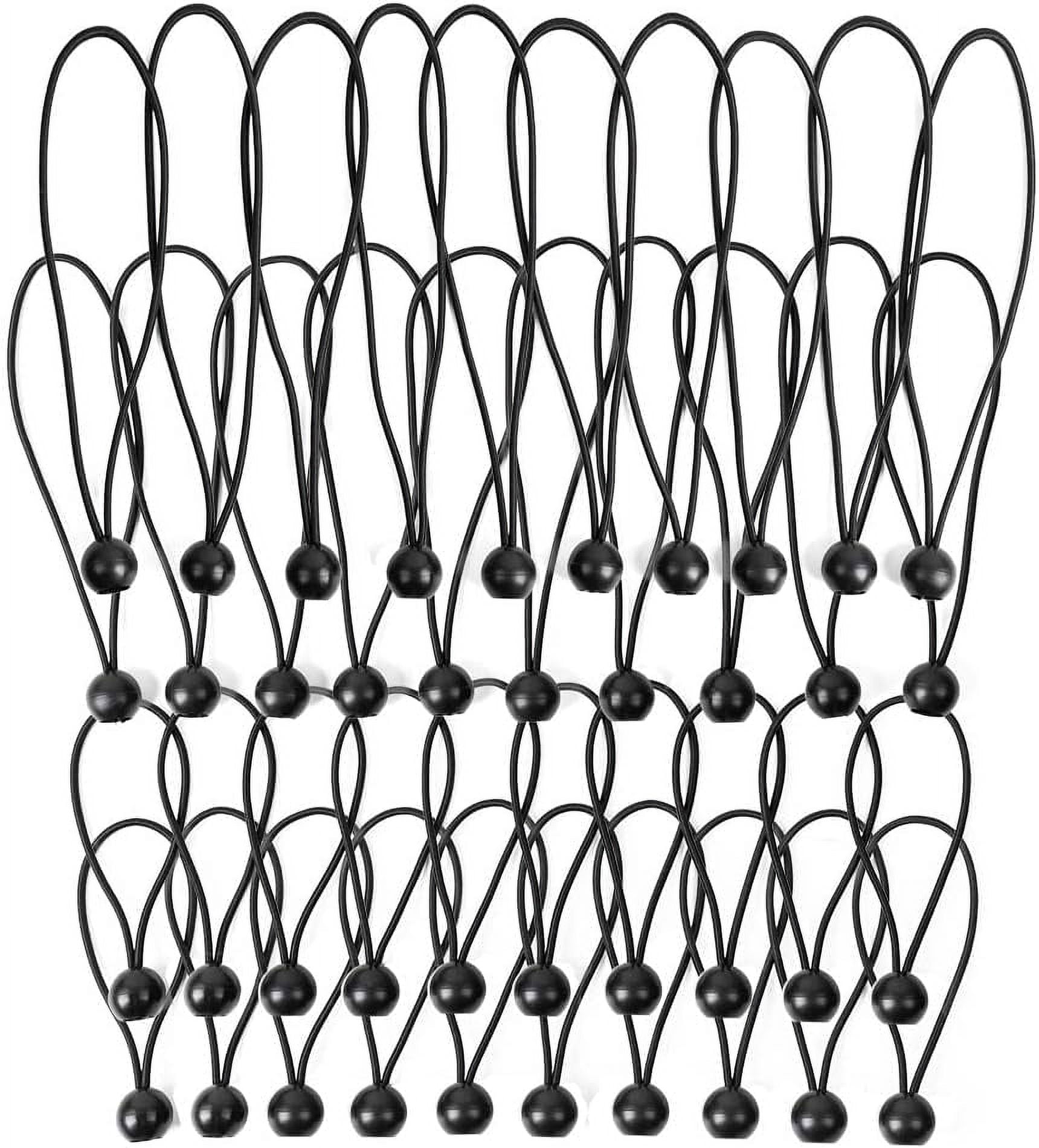 40-Pack Heavy Duty Ball Bungee Cords, 4,6,9,12-Inch Elastic Cord, Black ...