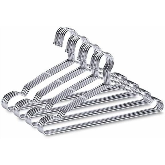 40-Pack Heavy-Duty Stainless Steel Hangers – 15lb Capacity, Rustproof Metal Closet Hangers with Notched Design for Straps, Ideal for Home, Dorm, Laundry & Outdoor Use, Silver