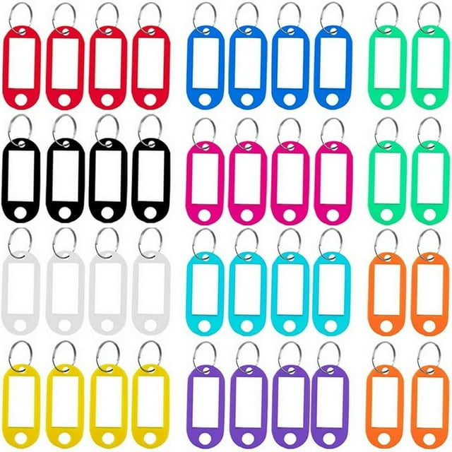 40 Pack Key Tags with Labels - 10 Colours, ID Keyring Tags Key Rings Key Fobs Label Holder Name ...