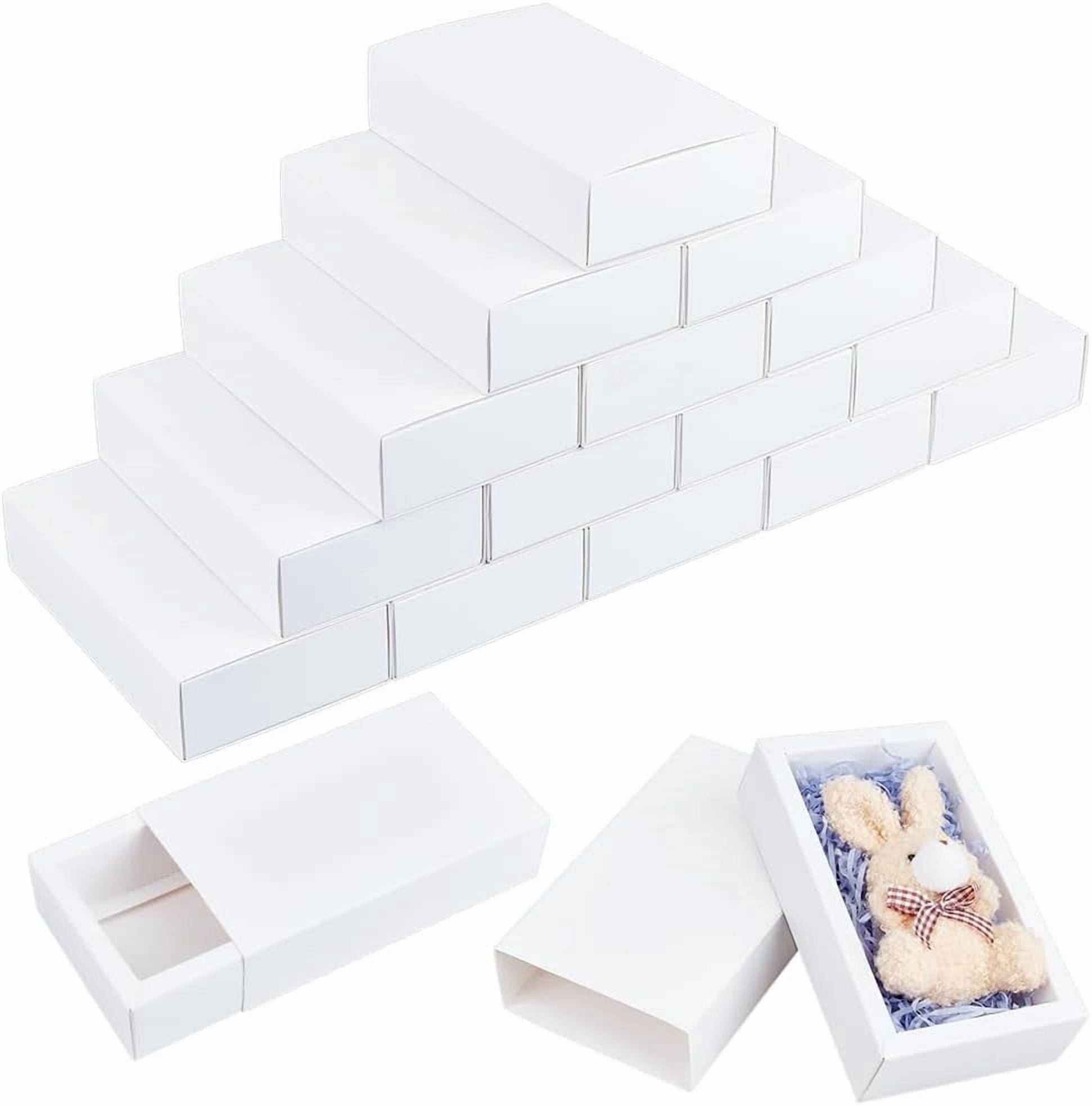 40 Pack Kraft Paper Drawer Box 6.7x4.0x1.7inch White Rectangle Favors ...