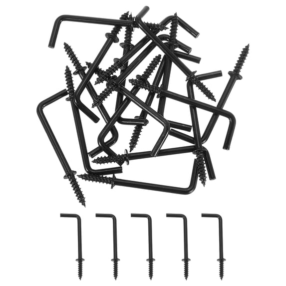 40 Pack L Shape Hooks, 1-1/2 Inch Right Angle Screw Hooks for Hanging, Black