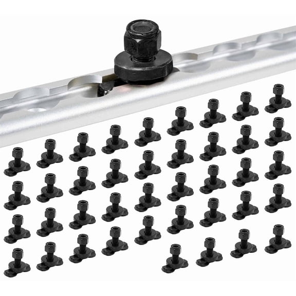 40 Pack L Track Double Lug Threaded Stud Fitting  Black Powder Coated L-Track Bolt-Down Anchor Point, WLL 2,200 lbs, L-Track Rail Tie-Down Anchor for Enclosed Trailers & Cargo Vans