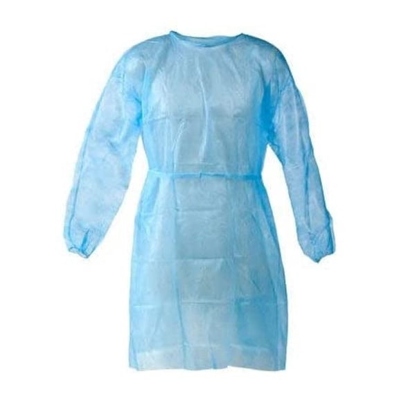 40 Pack Level 2 Disposable Isolation Gowns with Elastic Cuff, Latex-Free, Non-Woven, Fluid Resistant, Non Medical Isolation Gown Non-Surgical Gowns Smock XL, Protective Blue (4 Pack of 10)