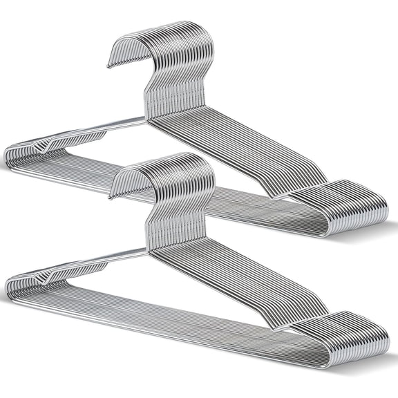 40 Pack Metal Wire Coat Hangers, 16.5 Inch Heavy Duty Stainless Steel Clothes Hangers, Thin Space Saving Pants Hanger for Coats, Jackets, Pants, Shirts, Commercial and Home, Silver