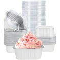 thumbnail image 1 of 40 Pack Mini Cake Pans with Lids, 5oz Square Aluminum Foil Brownie Baking Cups, Muffin Tin Ramekins, Disposable Dessert Cupcake Cups for Wedding Birthday Party, White, 1 of 8