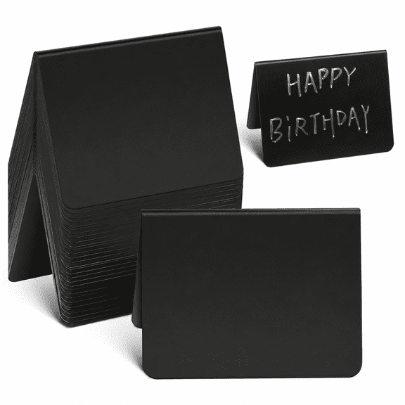40 Pack Mini Reusable Black Chalkboard Food Signs 3.93x2.95 Inch Buffet Labels