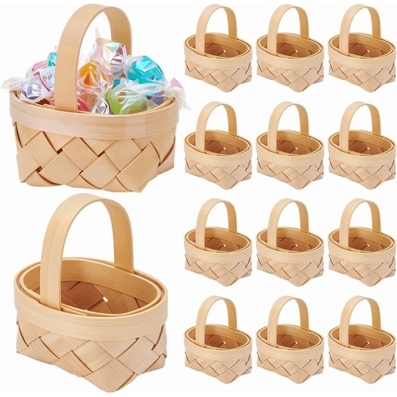 40 Pack Mini Weaving Baskets with Handles Farmhouse Small Basket Farmhouse Flower Containers for Picnic Wedding Party Favors Tree