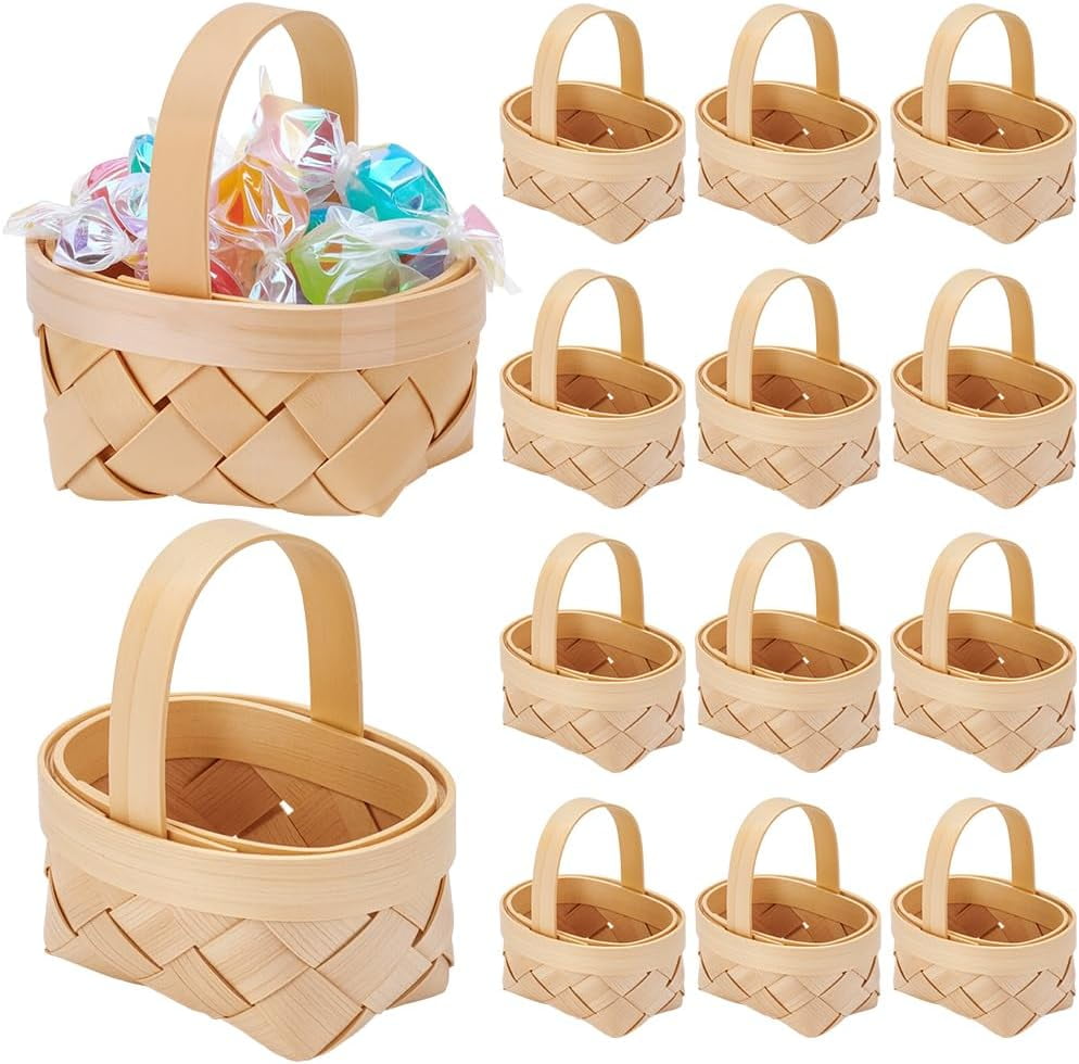 40 Pack Mini Weaving Baskets with Handles Farmhouse Small Basket Farmhouse Flower Containers for Picnic Wedding Party Favors Tree