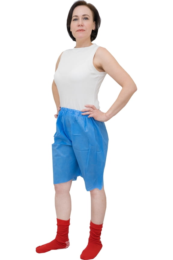 40 Pack - One Size Fits All Disposable Exam Shorts Medical Patient Exam Wear Short Non Woven SMS with Elastic Waistband Unisex