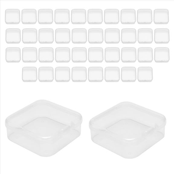 40 Pack Pack Clear Plastic Beads Storage Containers Box with Hinged Lid for Small Items, , Beads (2.2X2.2X0.79In)
