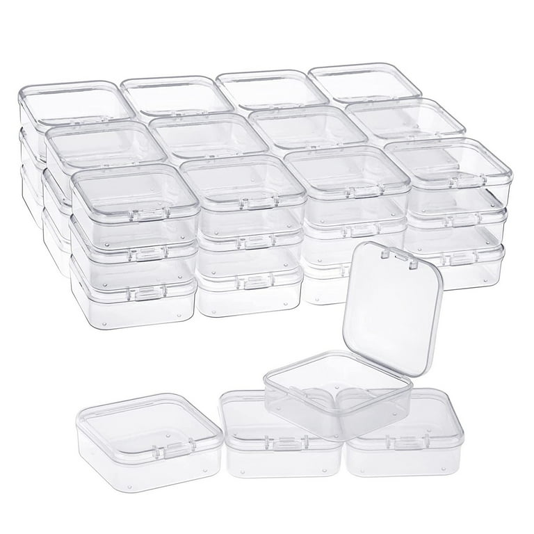 Clear Rectangle Mini Storage Containers Box with Hinged Lid for