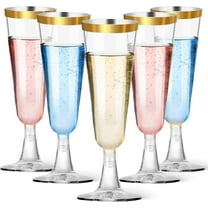 40 Pack Plastic Champagne Flutes with Gold Rim, 5.5 Oz Clear Disposable Plastic Champagne Glasses, Wine Glasses Cups for Wedding Celebration Birthday Party Wine Tasting New Years Eve Party Supplies