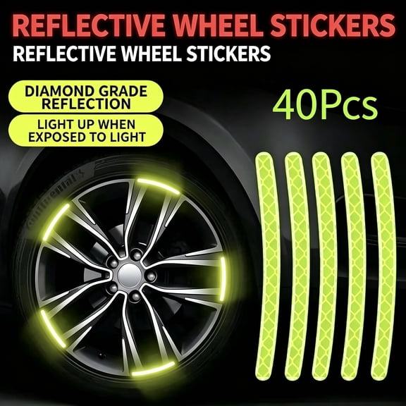 40 Pack Reflective Tape Stickers, Night Visibility Safety Wheel Decals, Waterproof for Vehicles, Bicycles & Motorcycle