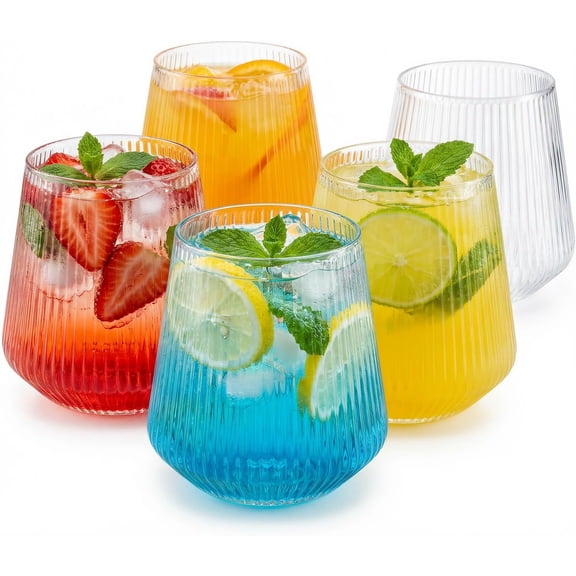 40 Pack Ripple Ribbed Plastic Stemless Wine Glasses 12 Oz Clear Unbreakable Bestseling