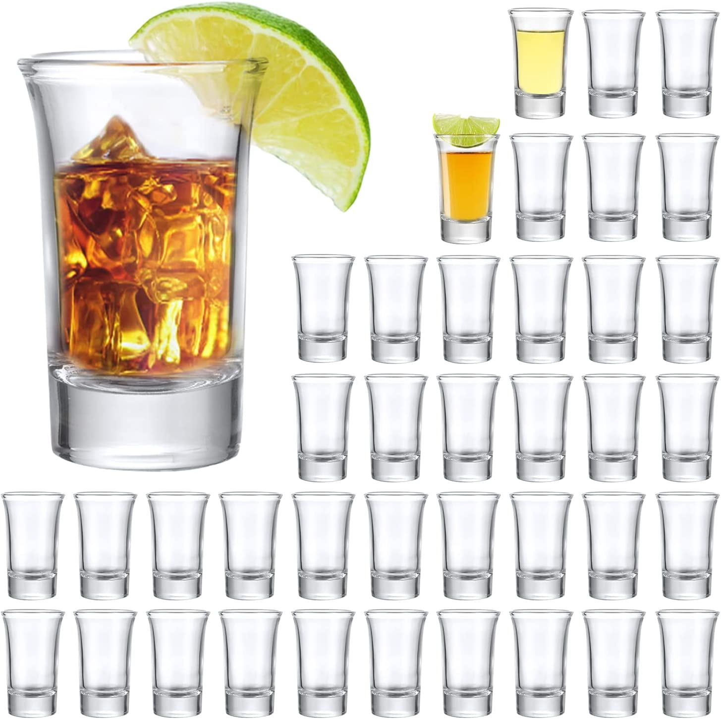 40 Pack Shot Glasses Bulk Set,1.5 oz Whiskey Shot Glass with Heavy Base ...