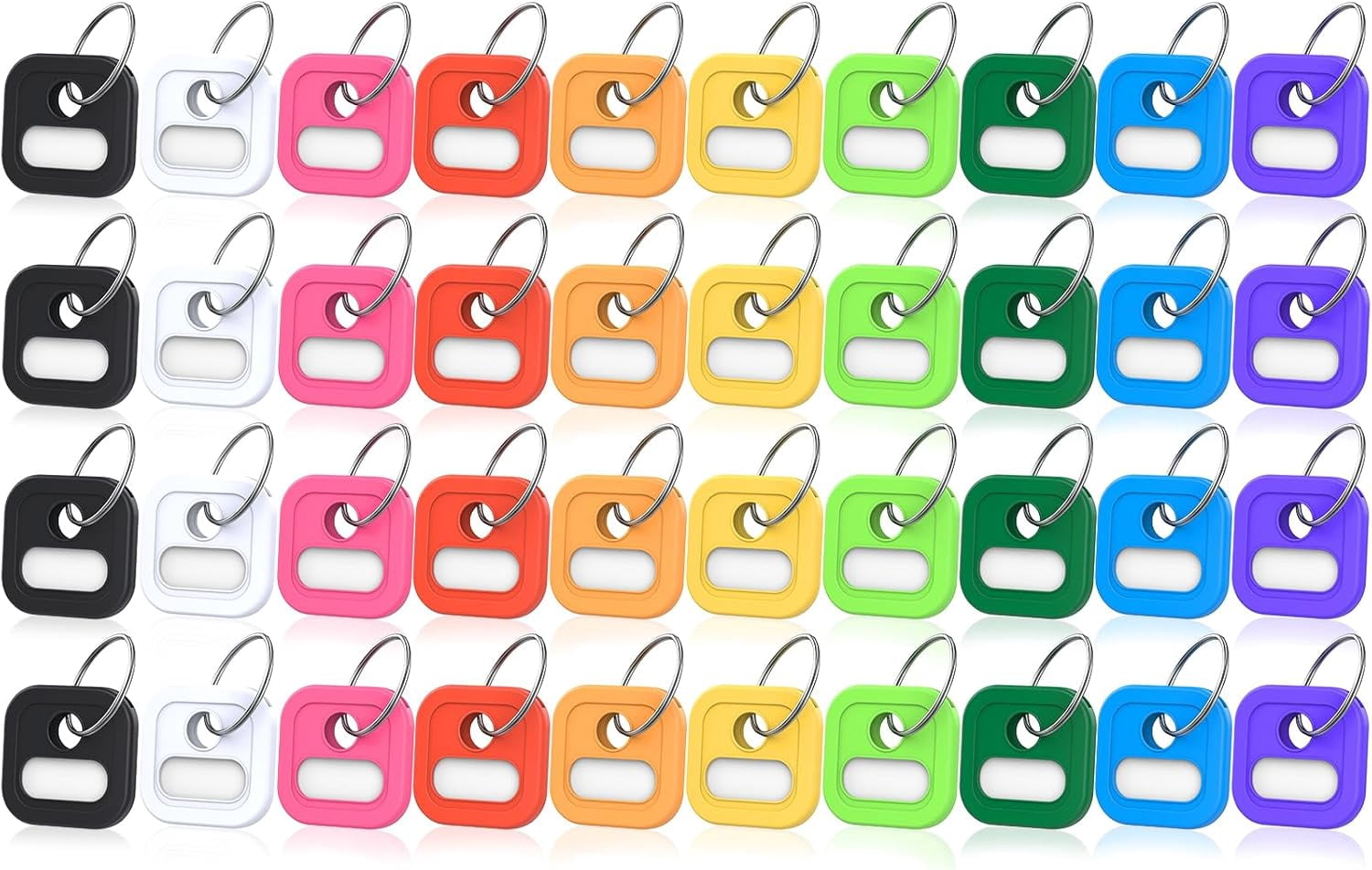40 Pack Silicone Key Covers Caps Tags - 1 Inch Square Key Identifiers Covers for 0.9-1.05 Inch Standard Keys, Durable Key Labels，Colorful Key Markers with Blank Paper Labels, 10 Colors