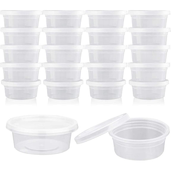 40 Pack Small Slime Containers With , Hawaiian Shaved Ice Mold Jello Shot Cups Condiment Containers Plastic Portion Cups with for Salad Dressing Storage Containers (2 oz)