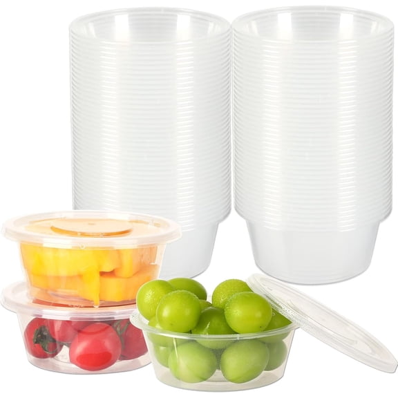 40 Pack Small Slime Containers with , Jello Shot Cups Condiment Containers Plastic Portion Cups with  for Salad Dressing  Storage Containers(6 oz)