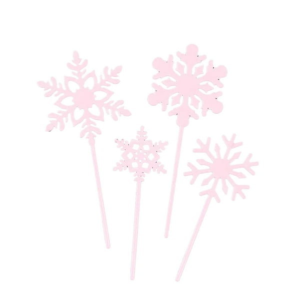 40-Pack Snowflake Cocktail Picks Appetizer Skewers Toothpicks for Drinks Desserts Fruit Charcuterie Party Decor ( Pink )