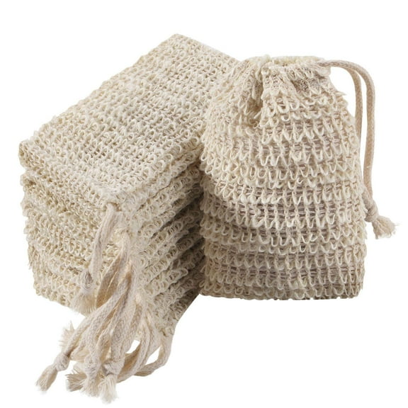 40 Pack Soap Exfoliating Bag Pouch Soaps Saver Natural Ramie Hand Made Mesh Bags with Drawstring for Bath & Shower Use