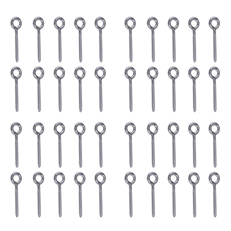 40 Pack Stainless Steel Eye Shape Screws Metal Hook Wood Terminal Ring Eyelet Hooks Self Tapping Screws M6