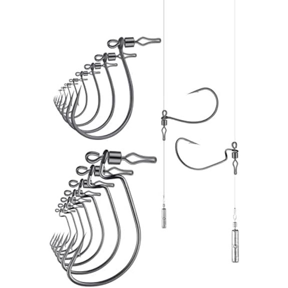 40-Pack Swivel Drop Shot Hooks, Weedless Wide Gap Quick Clip Hooks, Premium Carbon Steel Sharp Anti-Twist Rust-Proof Fishing Hooks, Easy Rigging for Bass Senko Worms Wacky Finesse Fishing