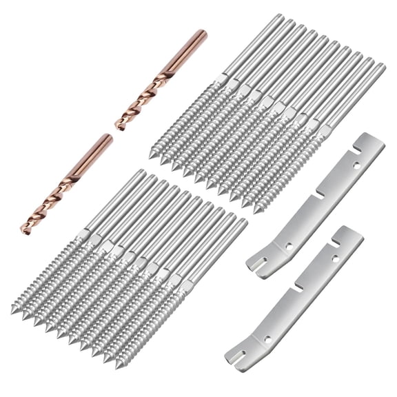 40 Pack T316 Stainless Steel Right&Left Handed Thread Swage Lag Screws for Wood Posts of 1/8" Deck Cable Railing Kit, Wire Railing Kit for Decks with Wrench, DIY Wood Baluster