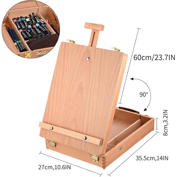 40-Pack Tabletop Easel Acrylic Paint Set - W/24 Paints, 10 Brushes, Canvas & Palette for Artists & Beginners