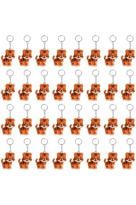 40 Pack Tiger Keychains Safari Animal Keychains for Tiger Themed Party Favors, Jungle Safari Party Favors, Birthday Party Bag Fillers$$Home Decor, Kitchen, & Other