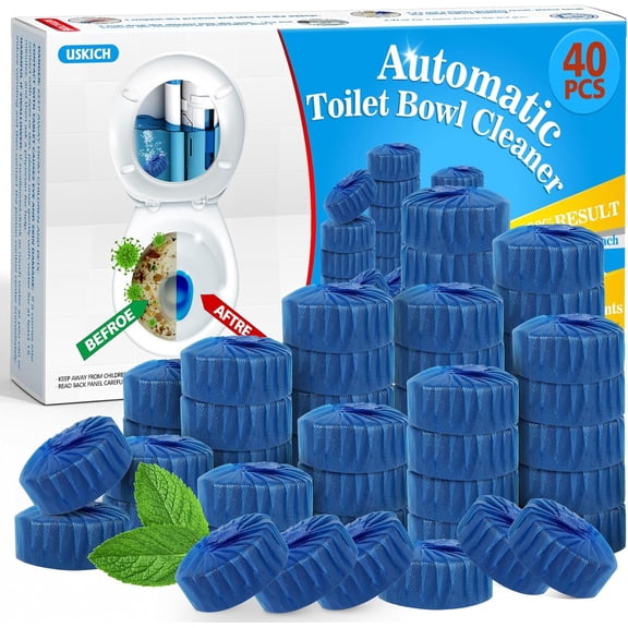 40 Pack Toilet Bowl Cleaner Tablets,Blue Automatic Toilet Tank Cleaners, Long-Lasting Household Toilet Cleaners,Toilet flush Cleaning & Deodorizer