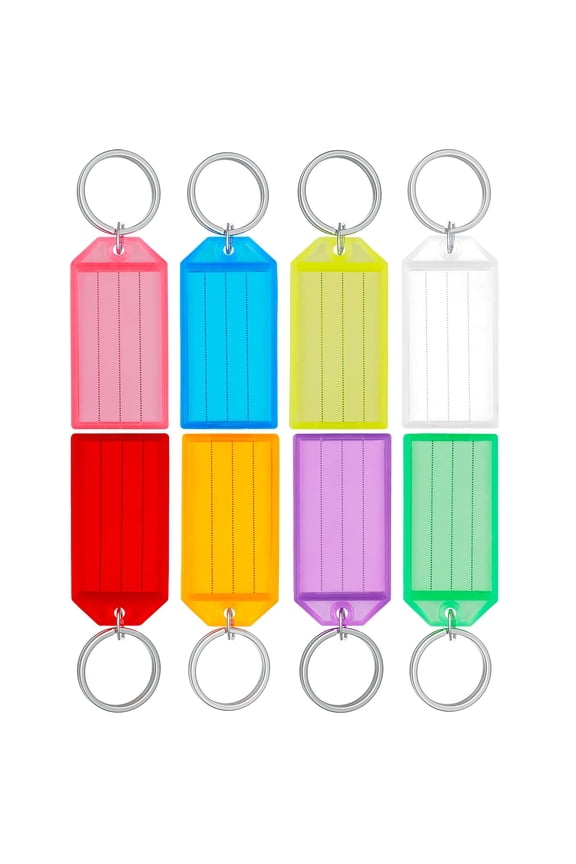 40 Pack Tough Plastic Key Tags Keychain Key Ring ID Label Tags Random Colors