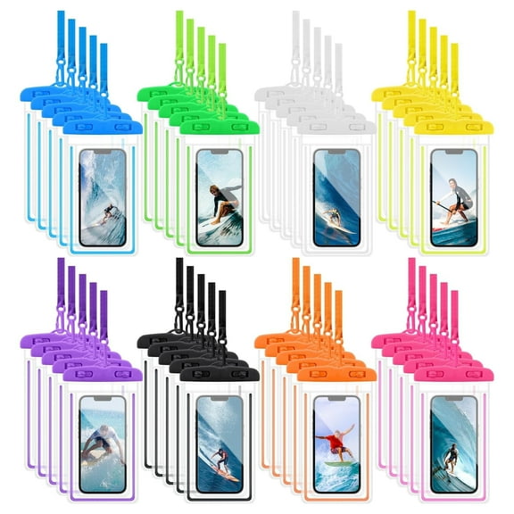 40 Pack Universal Waterproof Phone Pouch, Multicolor Waterproof Case Comp Compatible with iPhone 15 14 13 Pro Max XS Plus, Waterproof Phone Case Dry Bag with Phone Lanyard