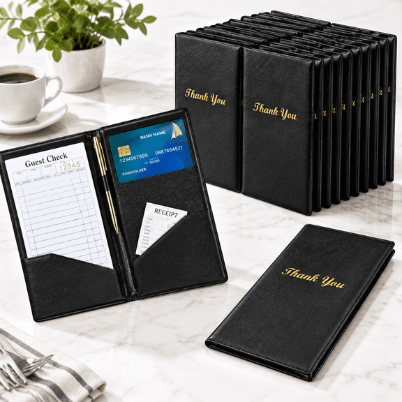 40 Pack Vinyl Server Check Presenters with Thank You Imprint