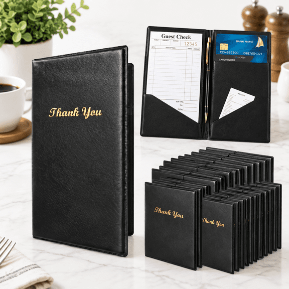40 Pack Vinyl Server Check Presenters with Thank You Imprint